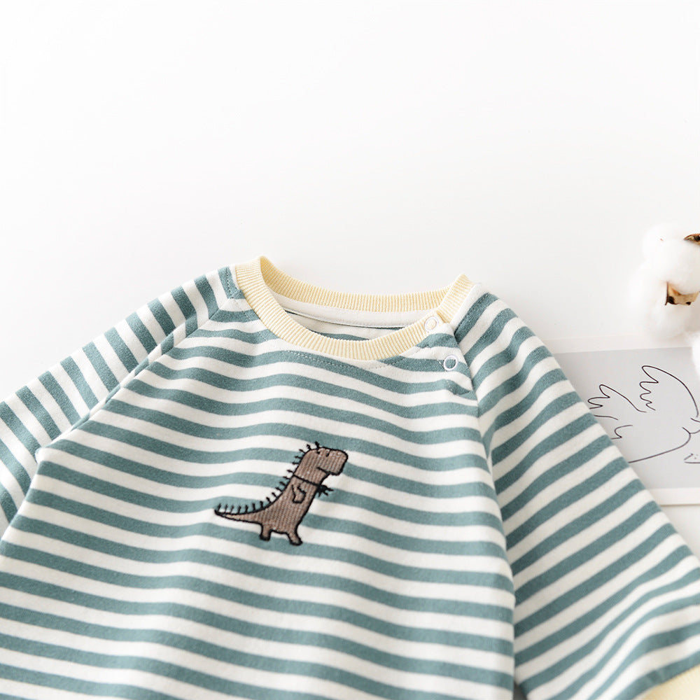 Stripe-a-Saurus Cozy Jumpsuit