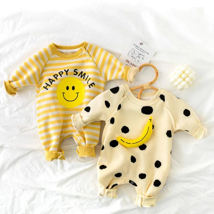 Happy Vibes Banana & Smiley Rompers